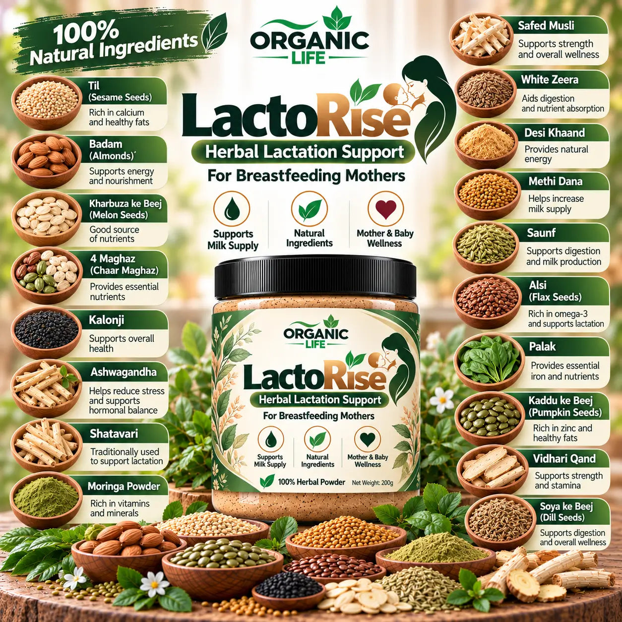 LactoRise – Herbal Powder To Boost Mothers Breast Milk Supply | 200g