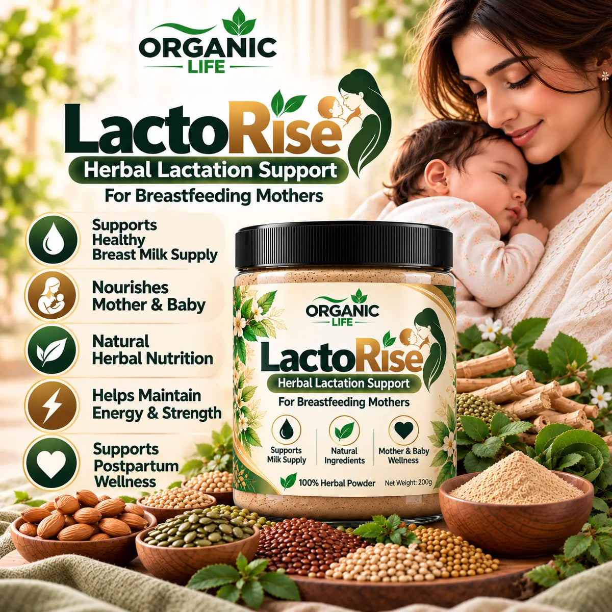 LactoRise – Herbal Powder To Boost Mothers Breast Milk Supply | 200g