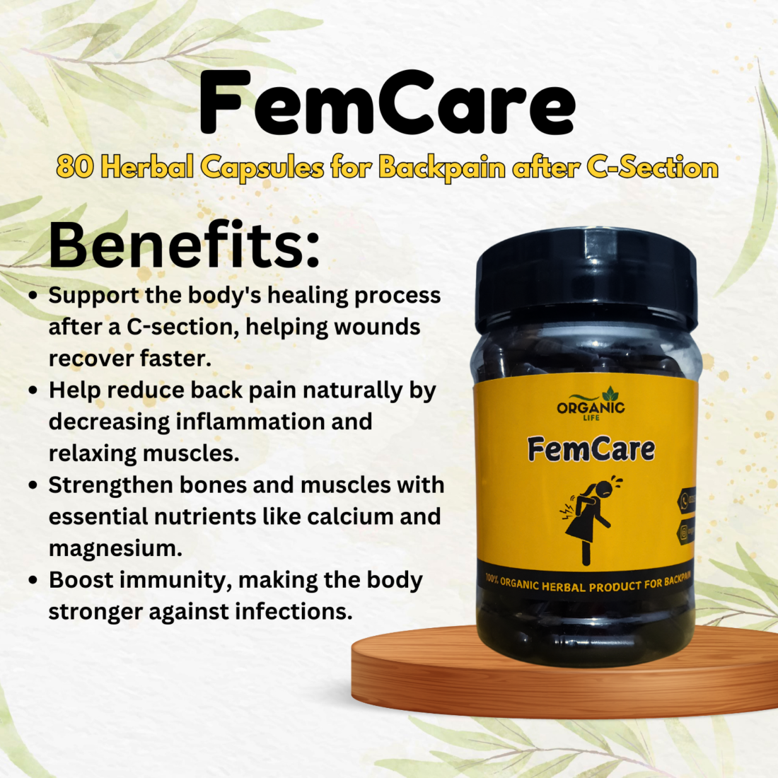FemCare Pain Relief Powder — After C-Section Back Pain Solution for Women - Image 2
